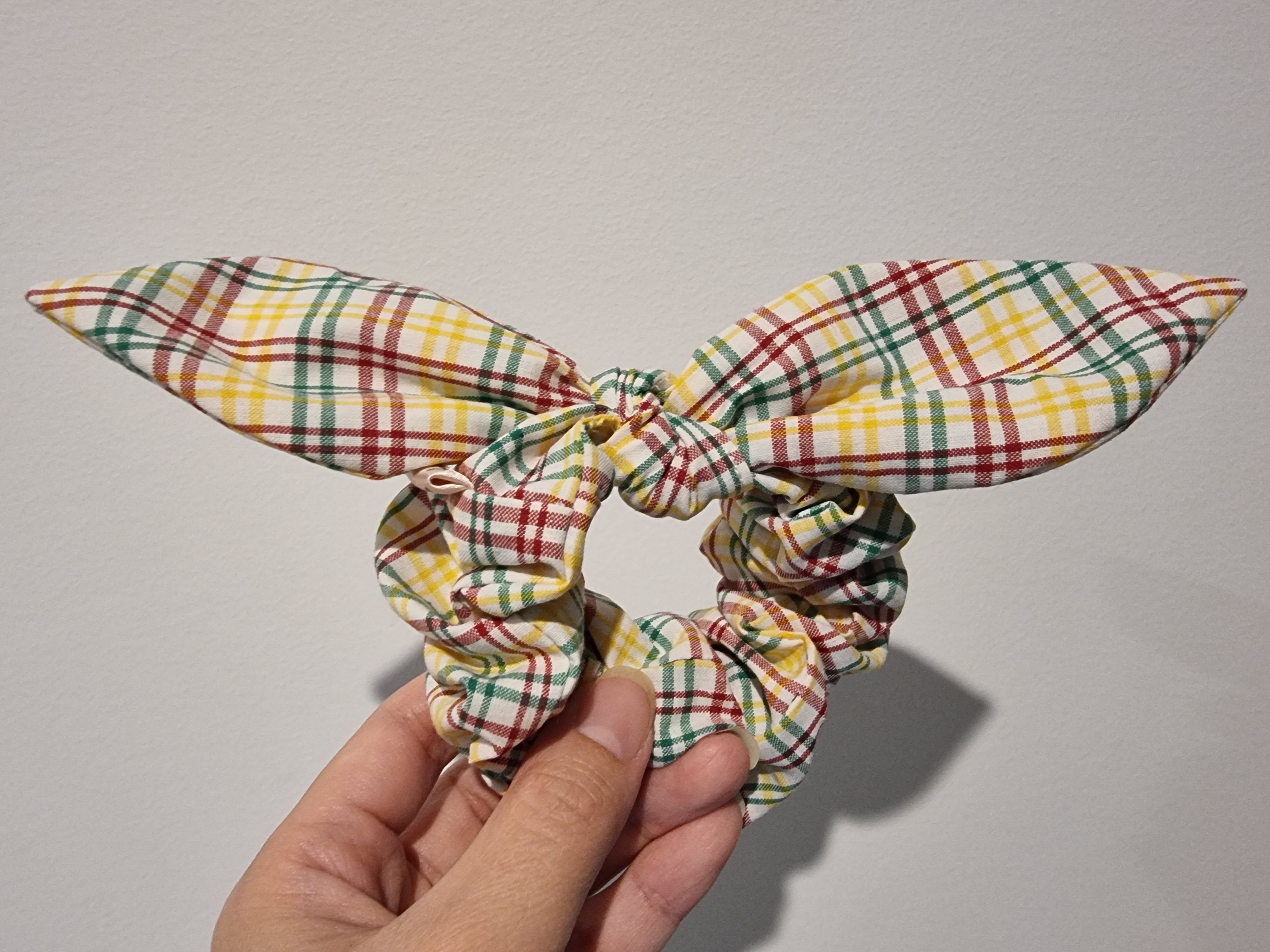 Keep me in check bunny ear scrunchie - Red, Yellow and Green