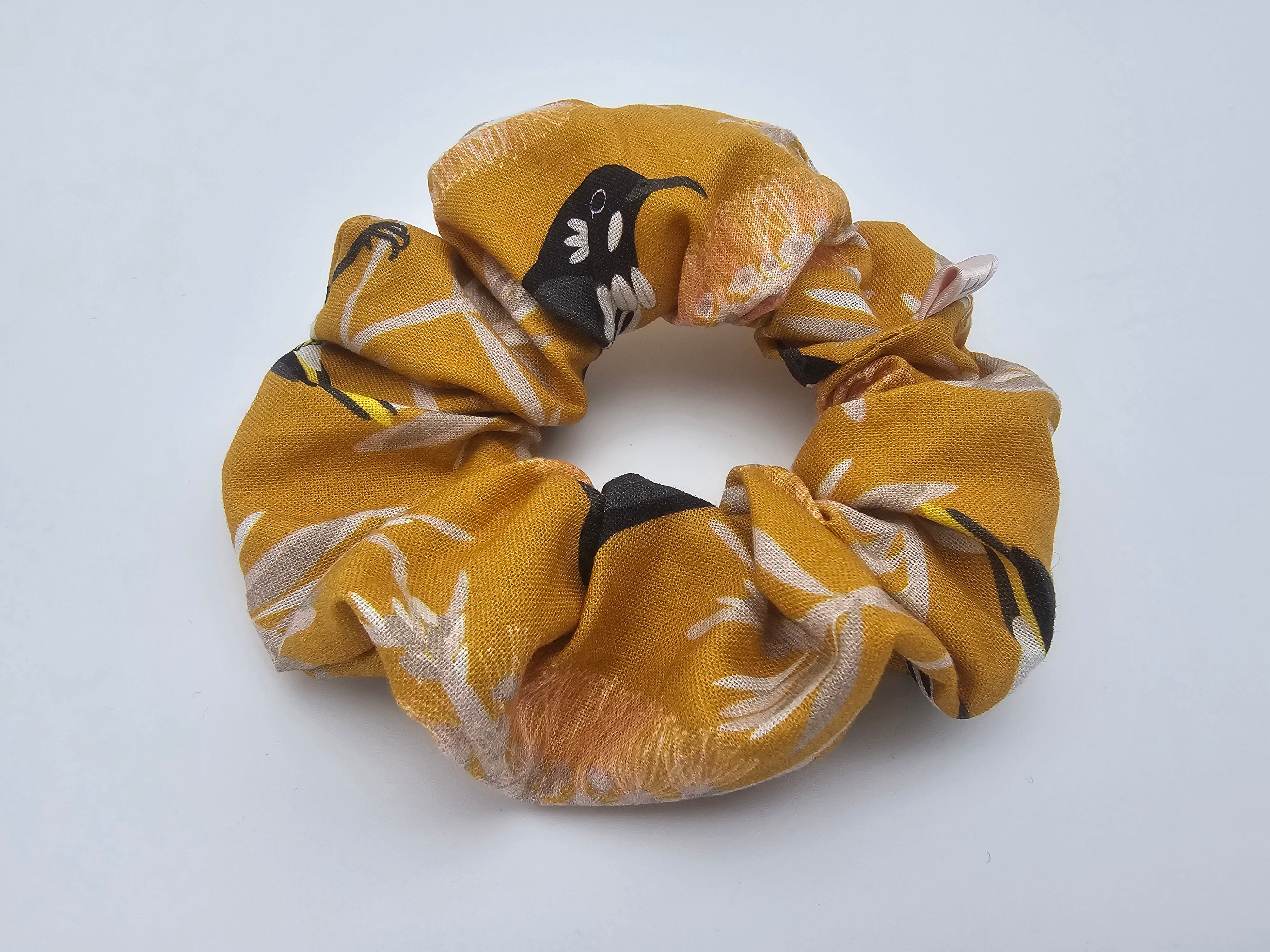Mustard bottlebrush scrunchie
