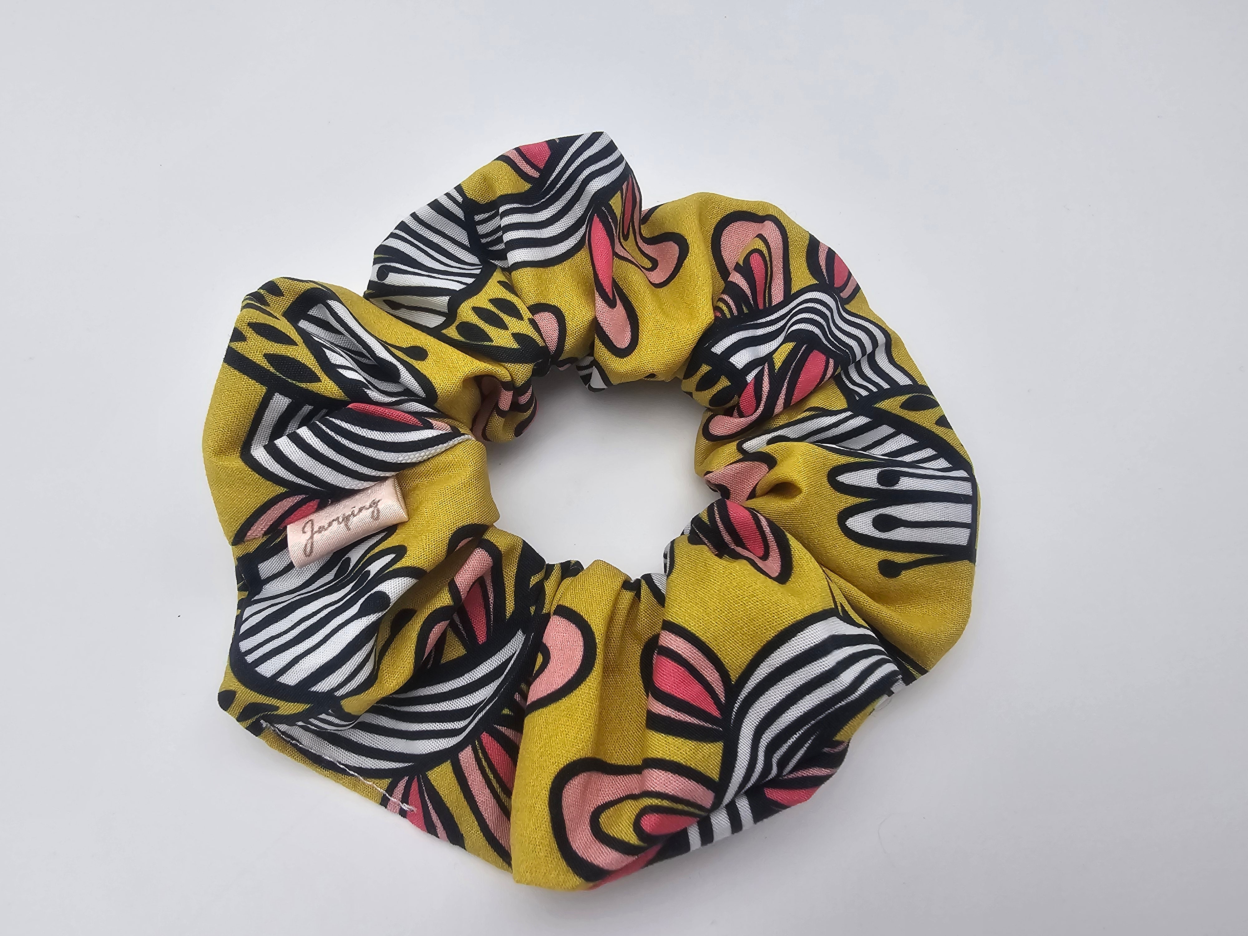 Floral mustard scrunchie