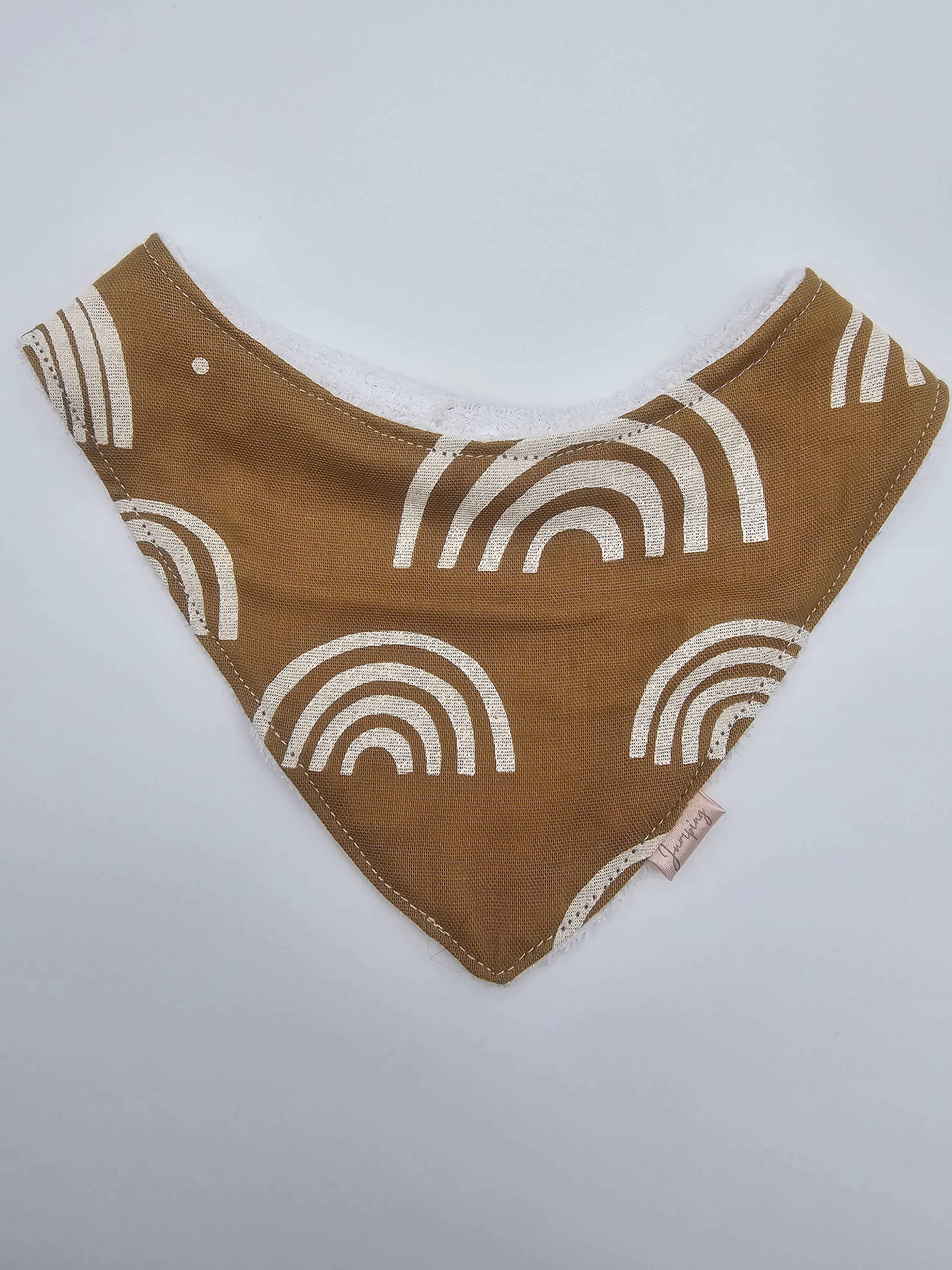 Mustard rainbow fitted bib