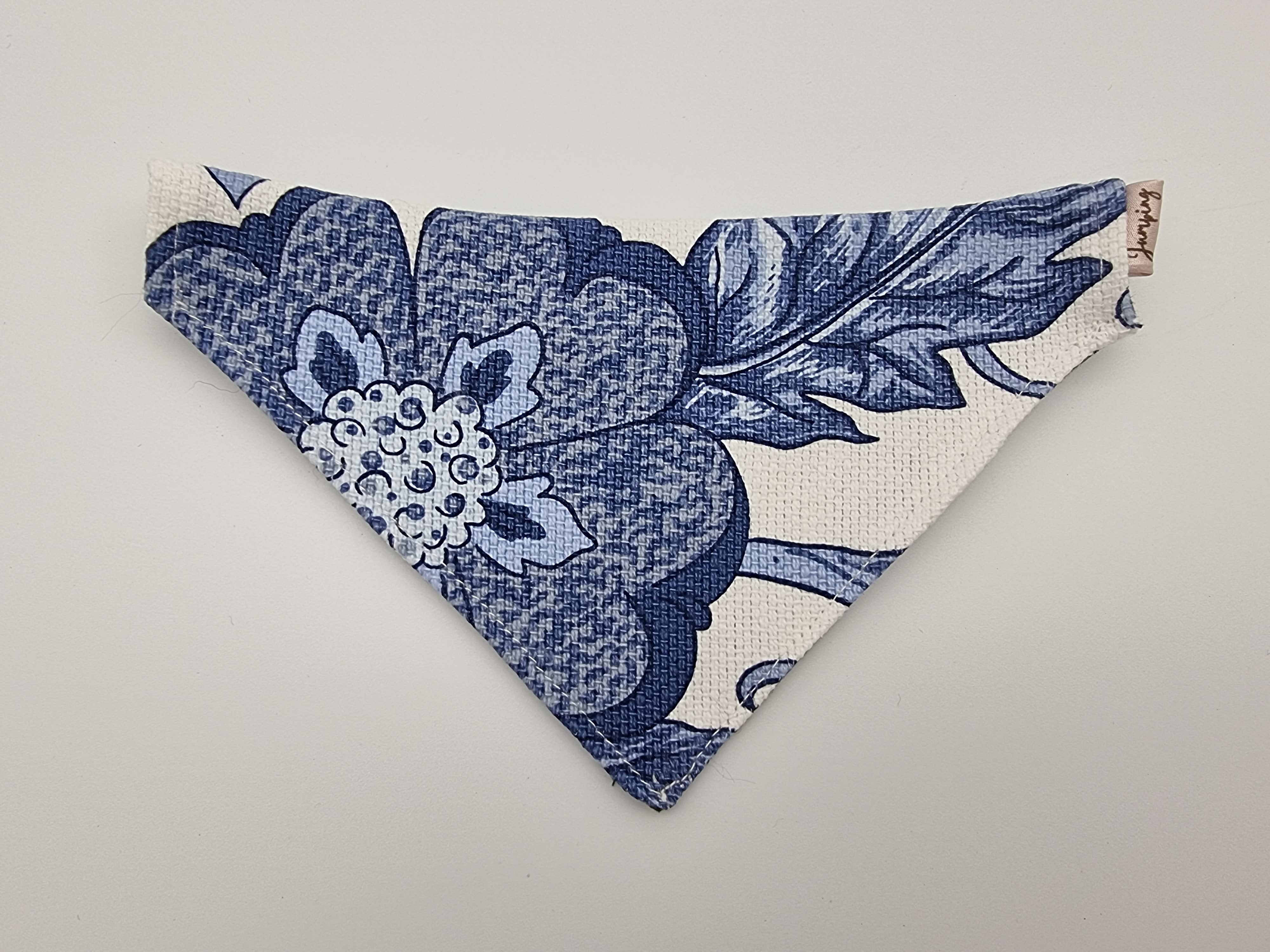 Blue Floral Canvas pet bandana