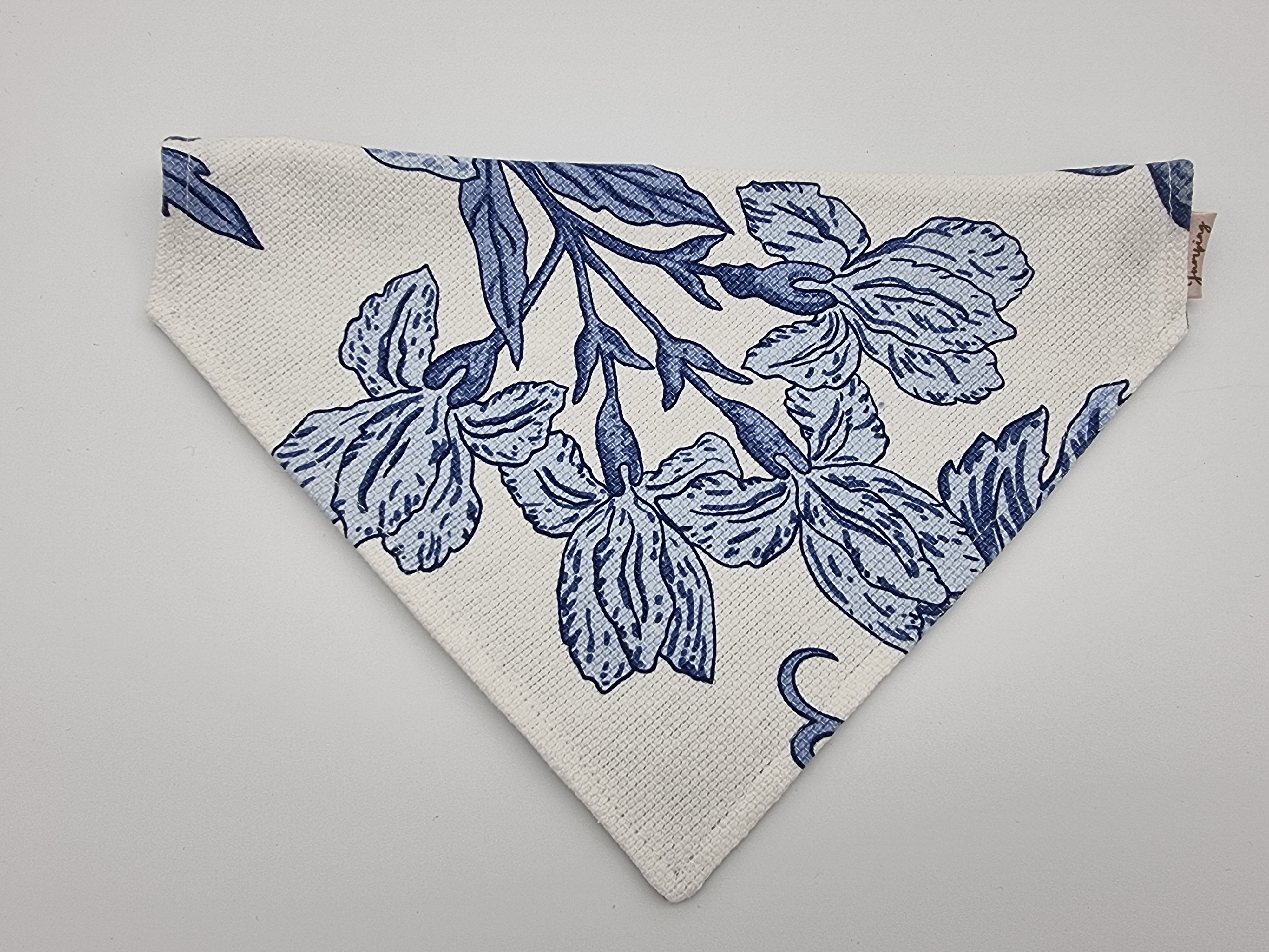 Blue Floral Canvas pet bandana