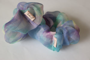 Pastel Watercolour Exposed Elastic Scrunchie
