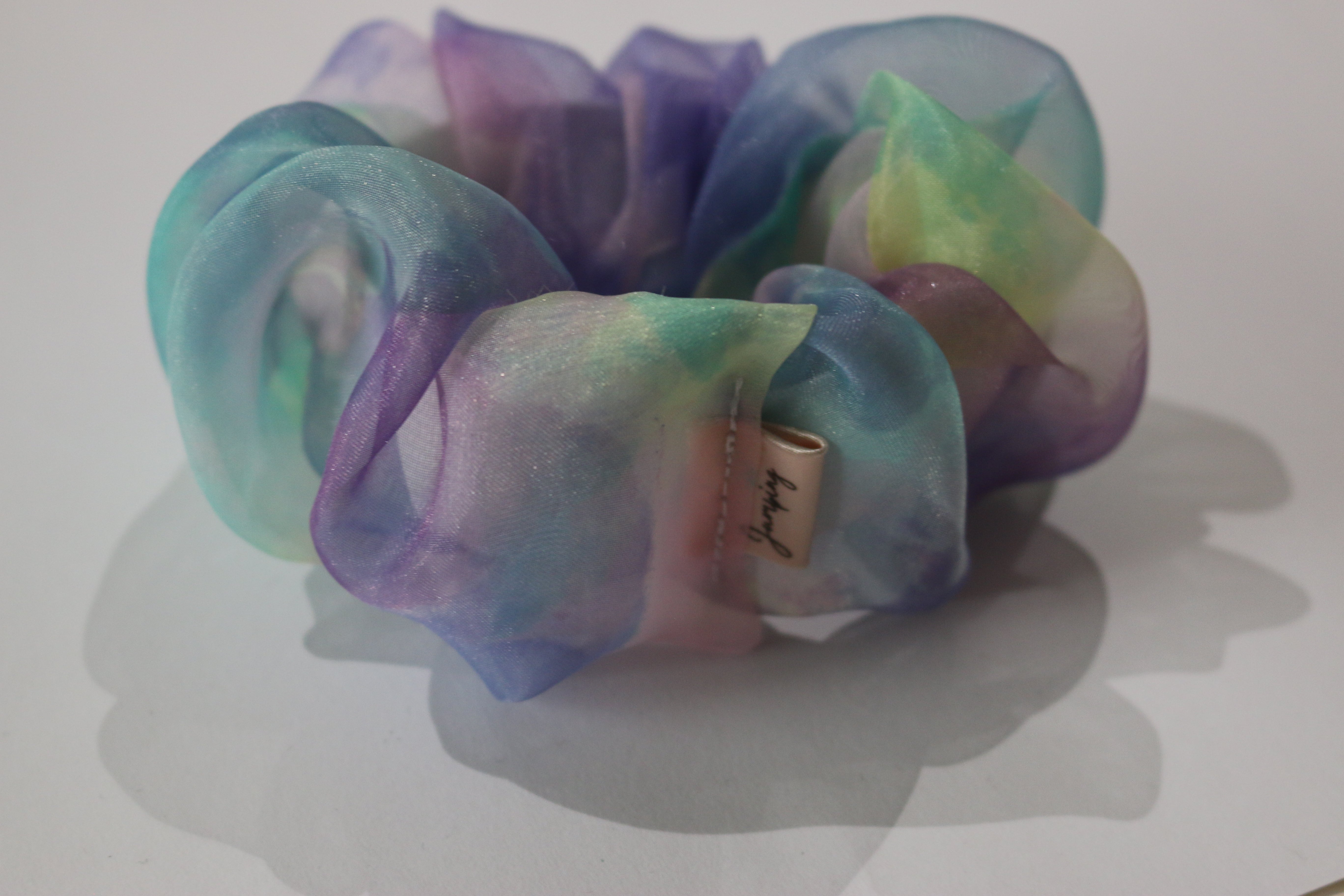 Pastel Watercolour Exposed Elastic Scrunchie