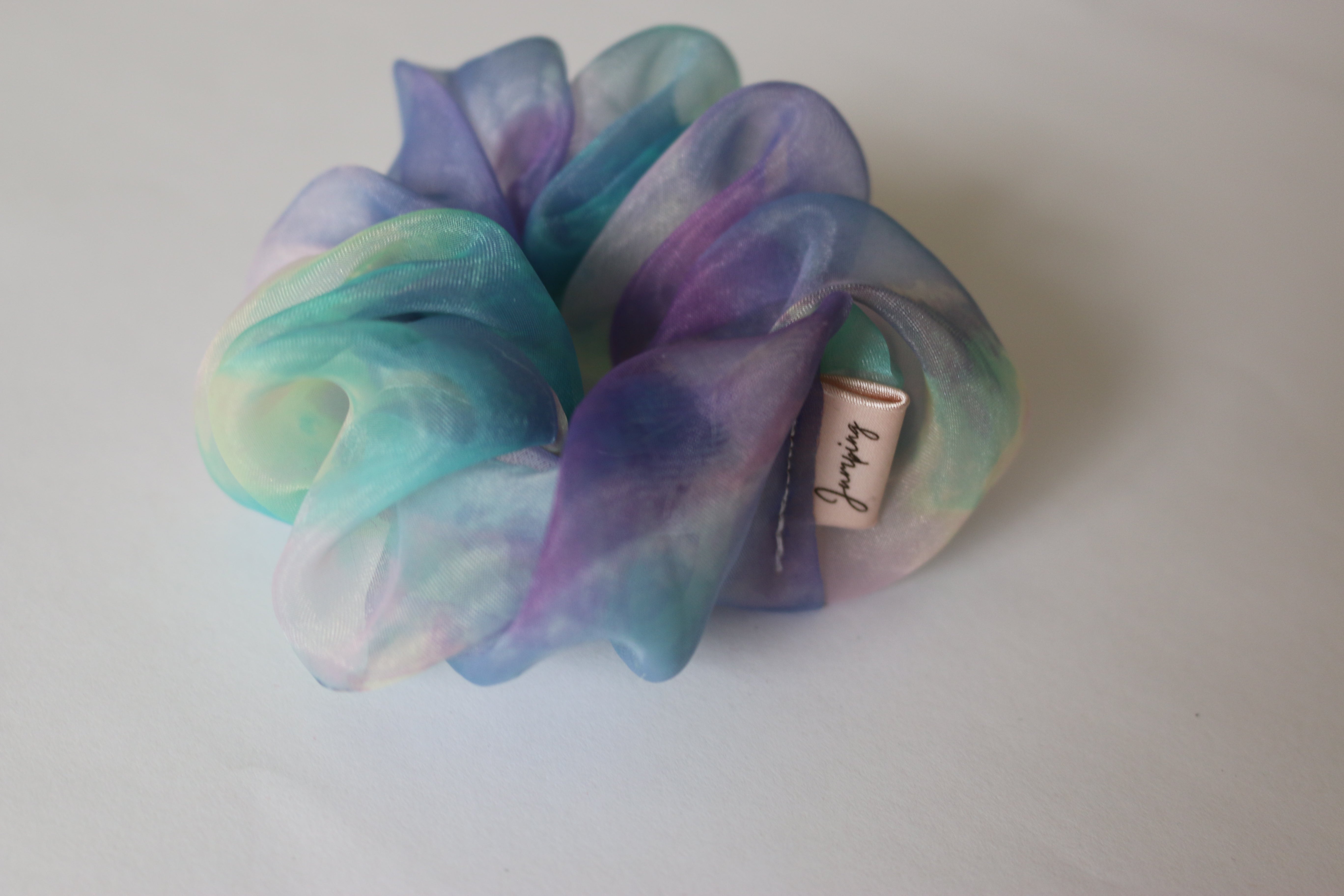 Pastel Watercolour Exposed Elastic Scrunchie